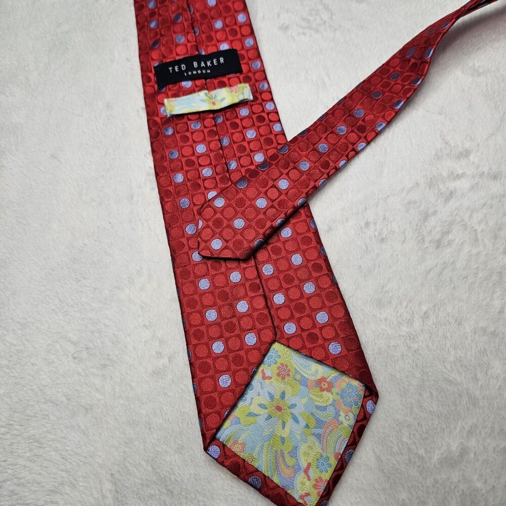 Ted Baker London Silk Ties Lot of 2 Circles Red Green Purple Retro Geometric - Picture 4 of 15